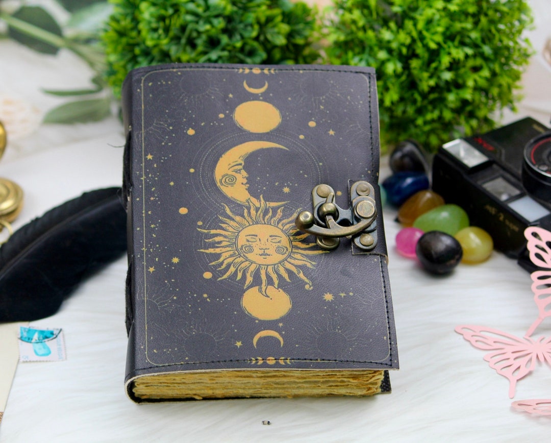 Sun and Moon Leather Journal Junk Journal Vintage Leather Journal ...