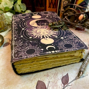 Sun and Moon Blank Spell Book of Shadows Grimoire Journal Handmade ...