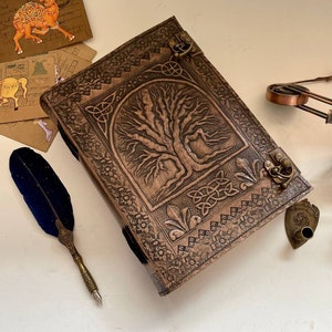 600 Pages Large Tree of life Fat Leather Journal, Leather Grimoire, Writing Leather Diary, Dream journal Gift for him gift for her