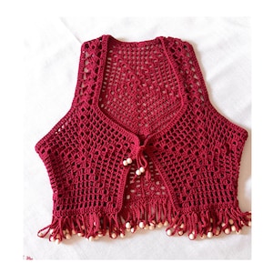 Häkelweste für Frauen, Boho Weste für den Sommer, Festival Outfit, gestricktes Top, Baumwollweste, Geschenk für beste Freundin