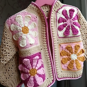 Crochet Baby and Kids Cardigan, Kids Crochet Sweater, Granny Square Child Cardigan, Knit Baby Cardigan, Crochet Baby Clothes, Knit Sweater