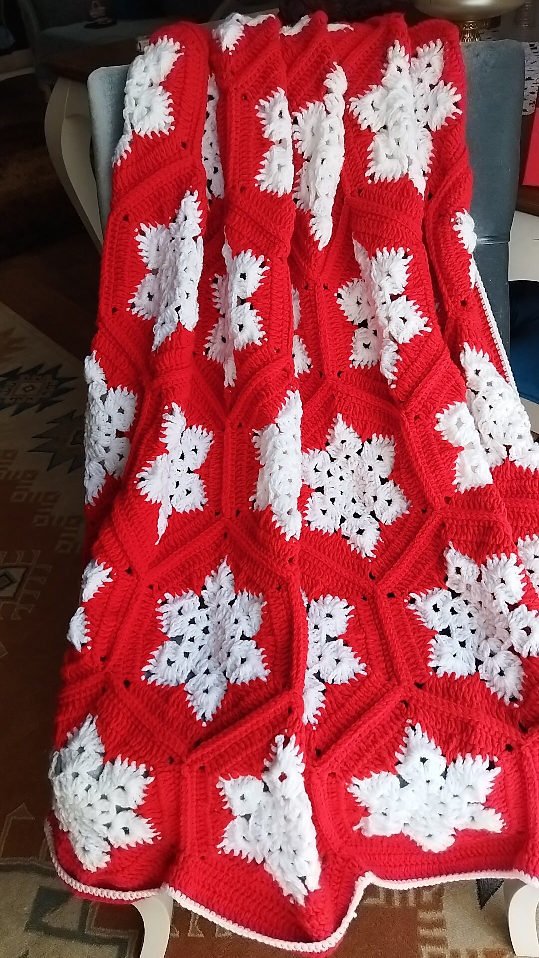 Handmade Snowflake Blanket ,christmas Gifts for Her Blanket,granny