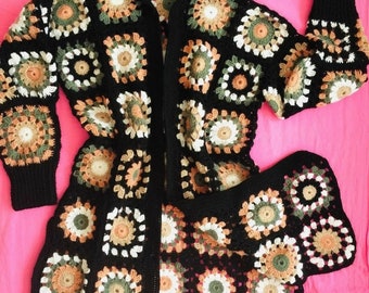 Crochet Cardigan, granny square jacket, handmade sweater,crochet pattern cardigan, autumn sweater, gift for Mom, Gigi Hadid Cardigan