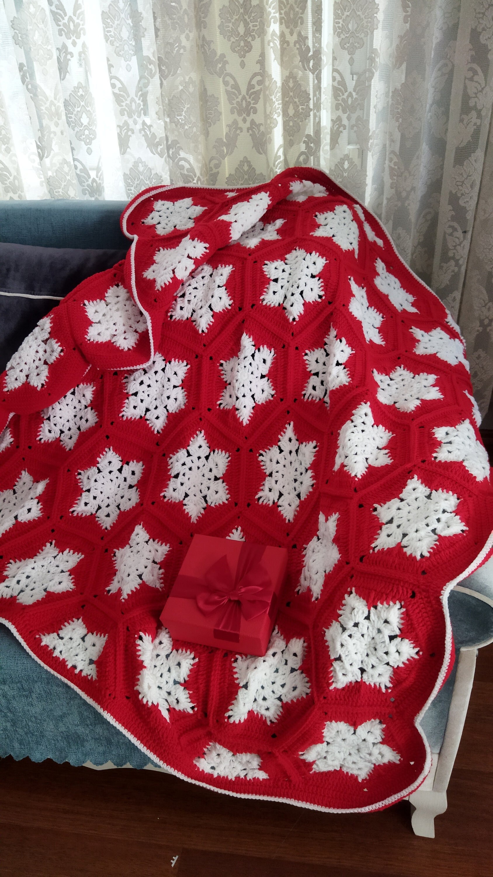 Handmade Snowflake Blanket ,christmas Gifts for Her Blanket,granny