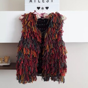 Crochet hippie festival Vest, Knitting Tassel Vest, Handmade Vintage Jacket, Knit Quantum vest, Bohemian Festival fringed vest