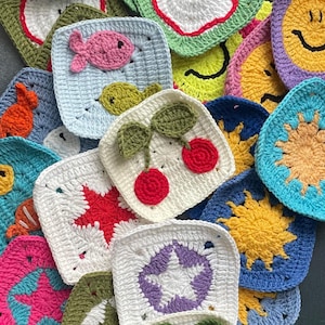 DIY djurformade motiv DIY blommönster, Färdig afghansk mormor, Handgjord rocklapp, Förberedda stickade rutor, Virkad motivlapp