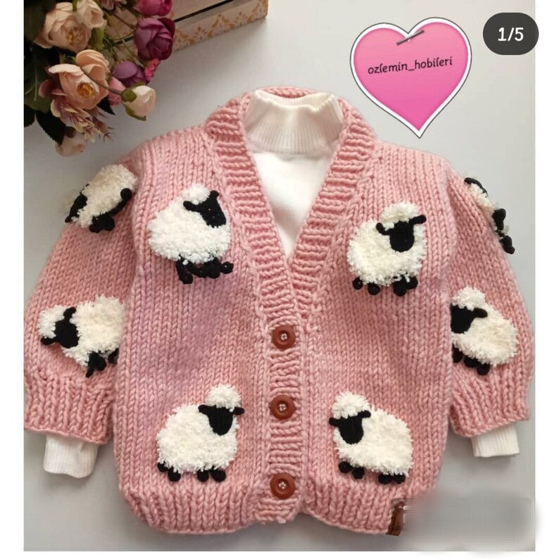 Knitted Lambs Children's Cardigan, Newborn Gift, New Valentines Day for