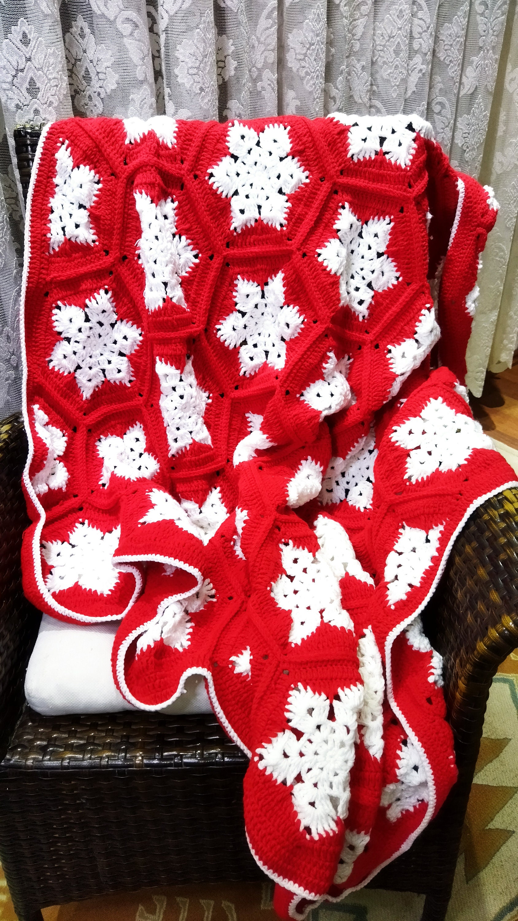 Handmade Snowflake Blanket ,christmas Gifts for Her Blanket,granny