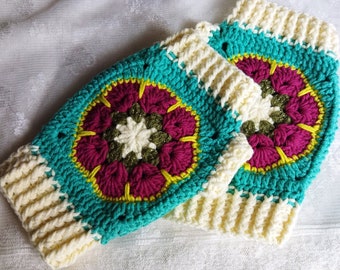 Handmade Knitted Gloves, Crochet Gloves, Gift for Her, Winter Gift, Christmas Gift, Fingerless Gloves Active