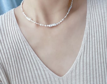 boat pearl necklace / irregular pearl necklace/christmas gifts