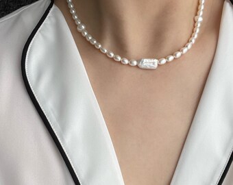 boat pearl necklace / irregular pearl necklace