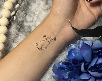 Bunny Rabbit Butterfly Temporary Tattoo