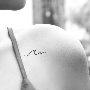 Fine Line Wave Temporary Tattoo