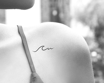 Fine Line Wave Temporary Tattoo