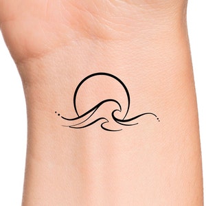 Wave Sun Temporary Tattoo