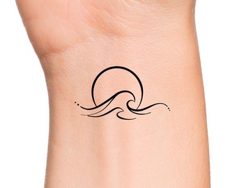Wave Sun Temporary Tattoo