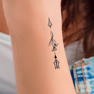 Arrow Flowers Temporary Tattoo