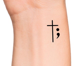 Cross Semicolon Temporary Tattoo / Small Cross Tattoo / - Etsy Australia Cross Semicolon Temporary Tattoo / Small Cross Tattoo / - Etsy Australia