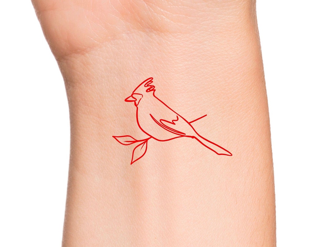 Cardinal Temporary Tattoo / Red Bird Tattoo - Etsy, image size:1080x810