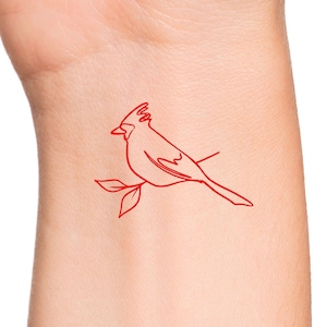Cardinal Temporary Tattoo / red bird tattoo