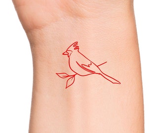 Cardinal Temporary Tattoo / red bird tattoo