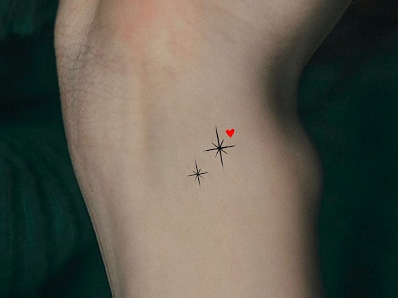 Shining Stars Heart Temporary Tattoo / Sparkles Tattoo - Etsy
