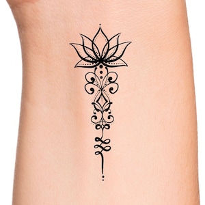 Floral Unalome Temporary Tattoo