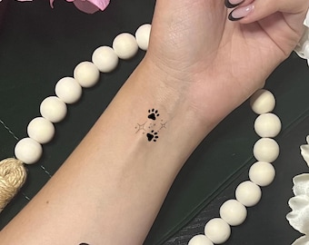 Dog Paw Print Stars Temporary Tattoo