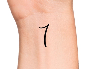 BTS Temporary Number 7 Tattoo – 1 Inch Script Design