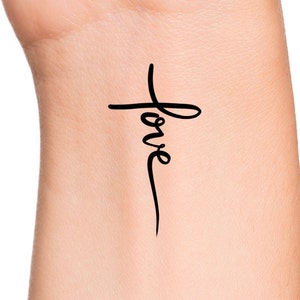 Love Cross Temporary Tattoo / Religious Tattoos
