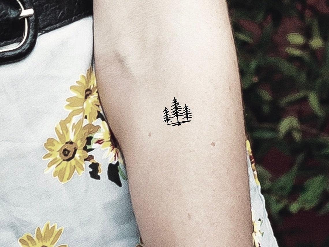 Minimalist Pine Trees Temporary Tattoo / 3 Little Trees - Etsy