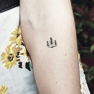 Minimalist Pine Trees Temporary Tattoo / 3 little trees