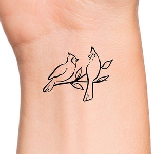 2 Cardinals on Branch Temporary Tattoo