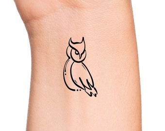 Owl Outline Temporary Tattoo