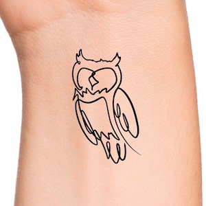 Owl Line Temporary Tattoo / bird tattoos