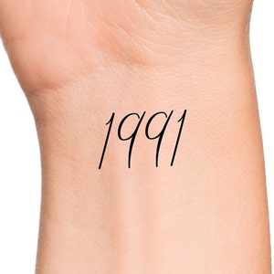 1991 Year Temporary Tattoo Number Tattoo Birth Year Temp Tattoo