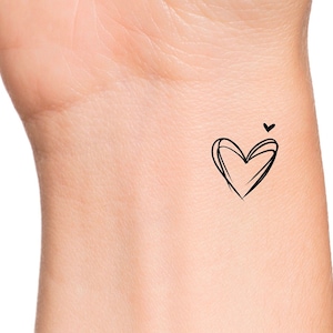 Heart Line Temporary Tattoo / small cute heart outline