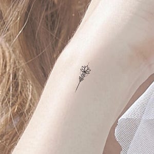 Tiny Lotus Unalome Temporary Tattoo