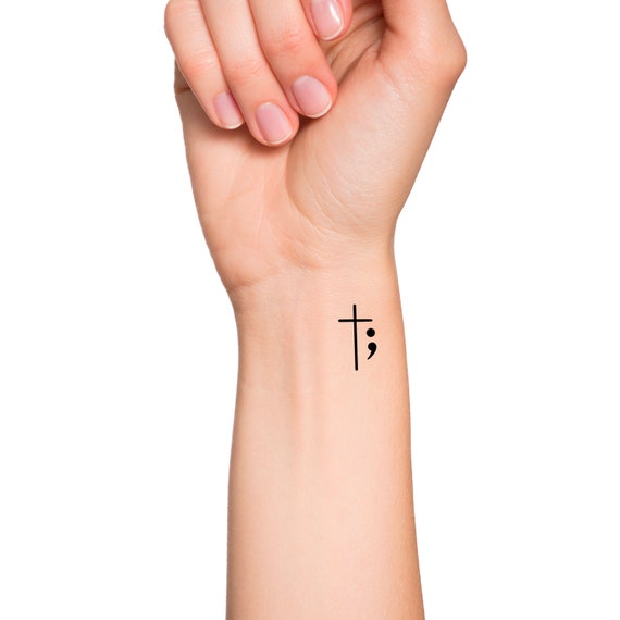 Cross Semicolon Temporary Tattoo / Small Cross Tattoo / - Etsy Cross Semicolon Temporary Tattoo / Small Cross Tattoo / - Etsy