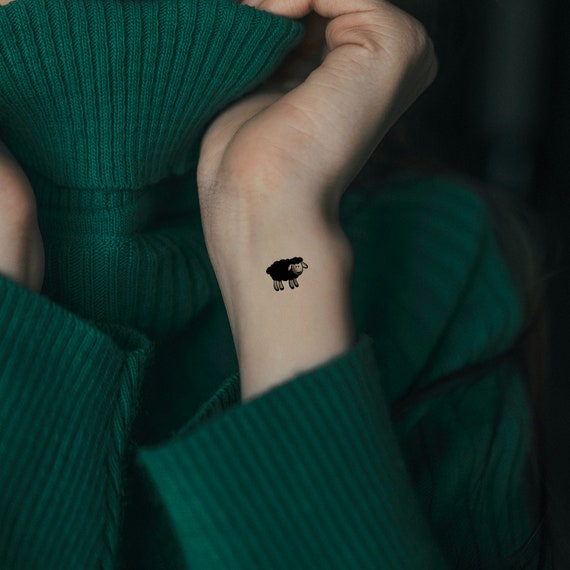 Azeeda Temporäre Tattoos „Glückliche Schafe“ – 4 Stück, Wasserfest & Hautfreundlich