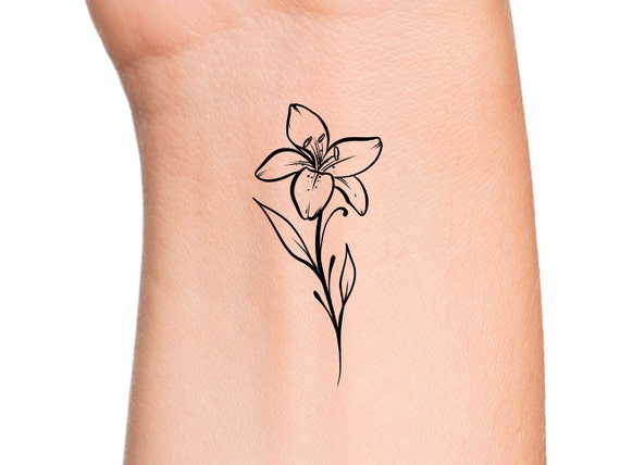 Tatuaje temporal de flor de lirio / tatuajes florales - Etsy México Tatuaje temporal de flor de lirio / tatuajes florales - Etsy México