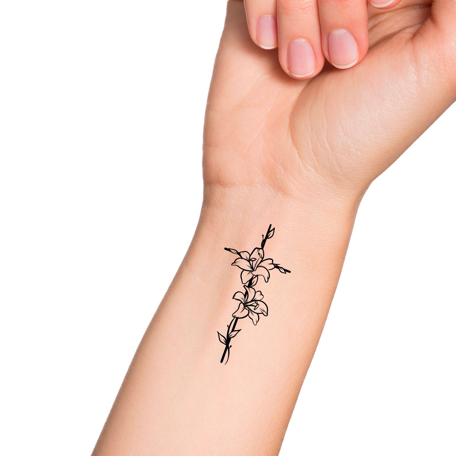 Floral Cross Temporary Tattoo / Lily Tattoo / Religious Tattoo - Etsy