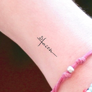 Faith Heart Cross Temporary Tattoo / religious tattoo