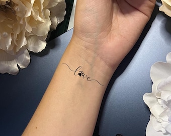 Love Paw Print Temporary Tattoo
