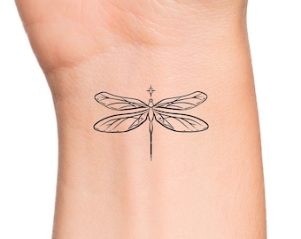 Cute Dragonfly Star Temporary Tattoo