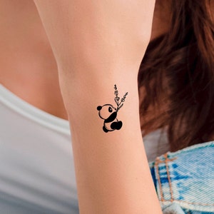 Panda Lavender Temporary Tattoo
