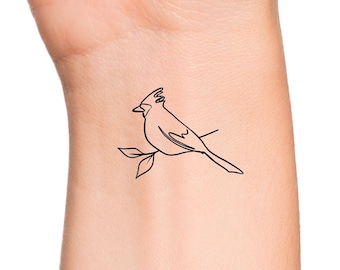 Cardinal Bird Branch Temporary Tattoo