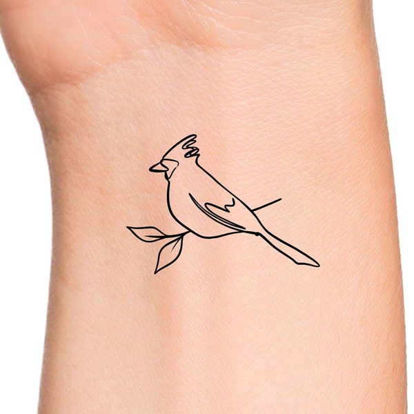 Cardinal Bird Branch Temporary Tattoo