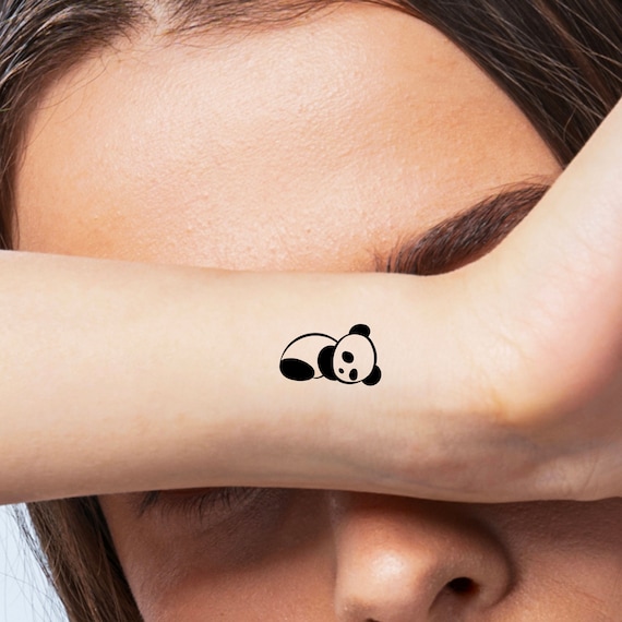 Sleepy Panda Temporary Tattoo  Set of 3  Little Tattoos