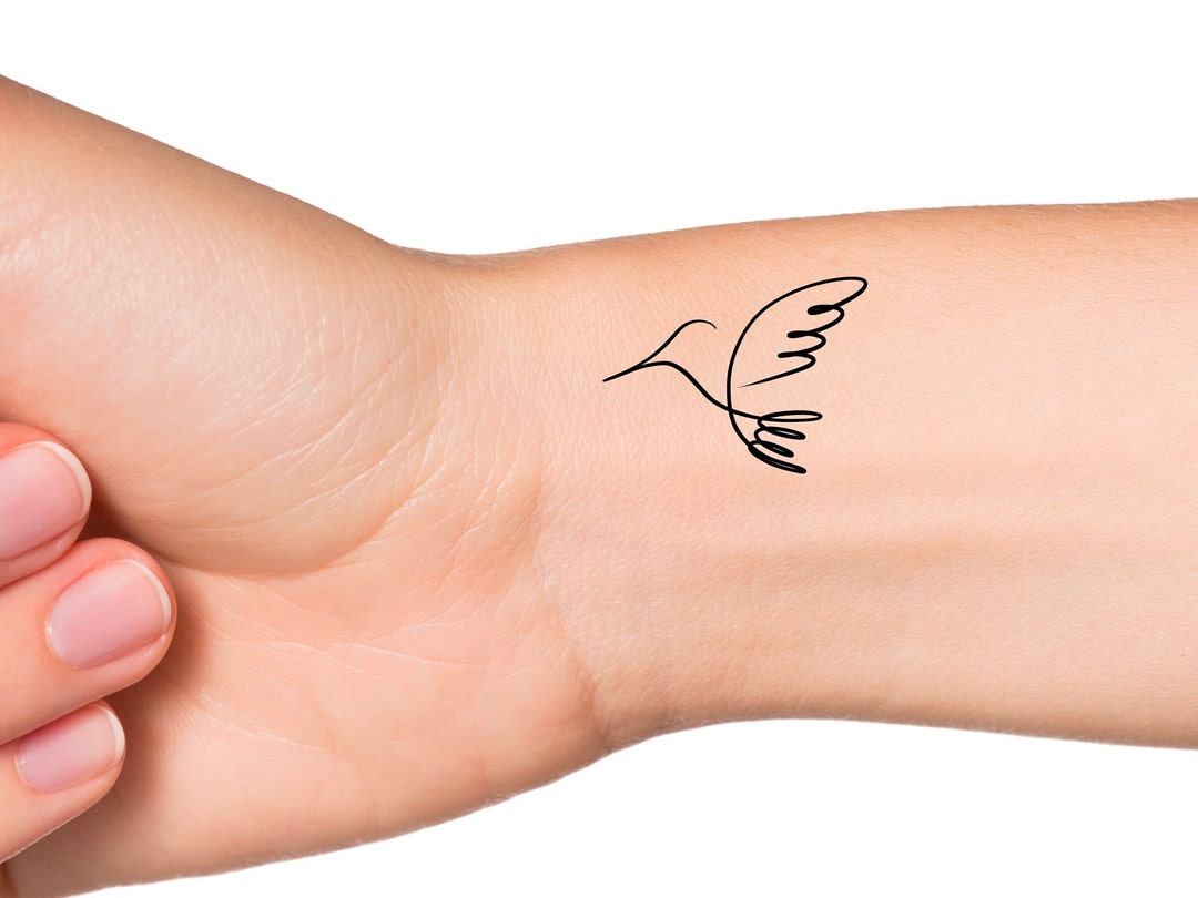 Hummingbird Line Temporary Tattoo bird tattoos Etsy 日本